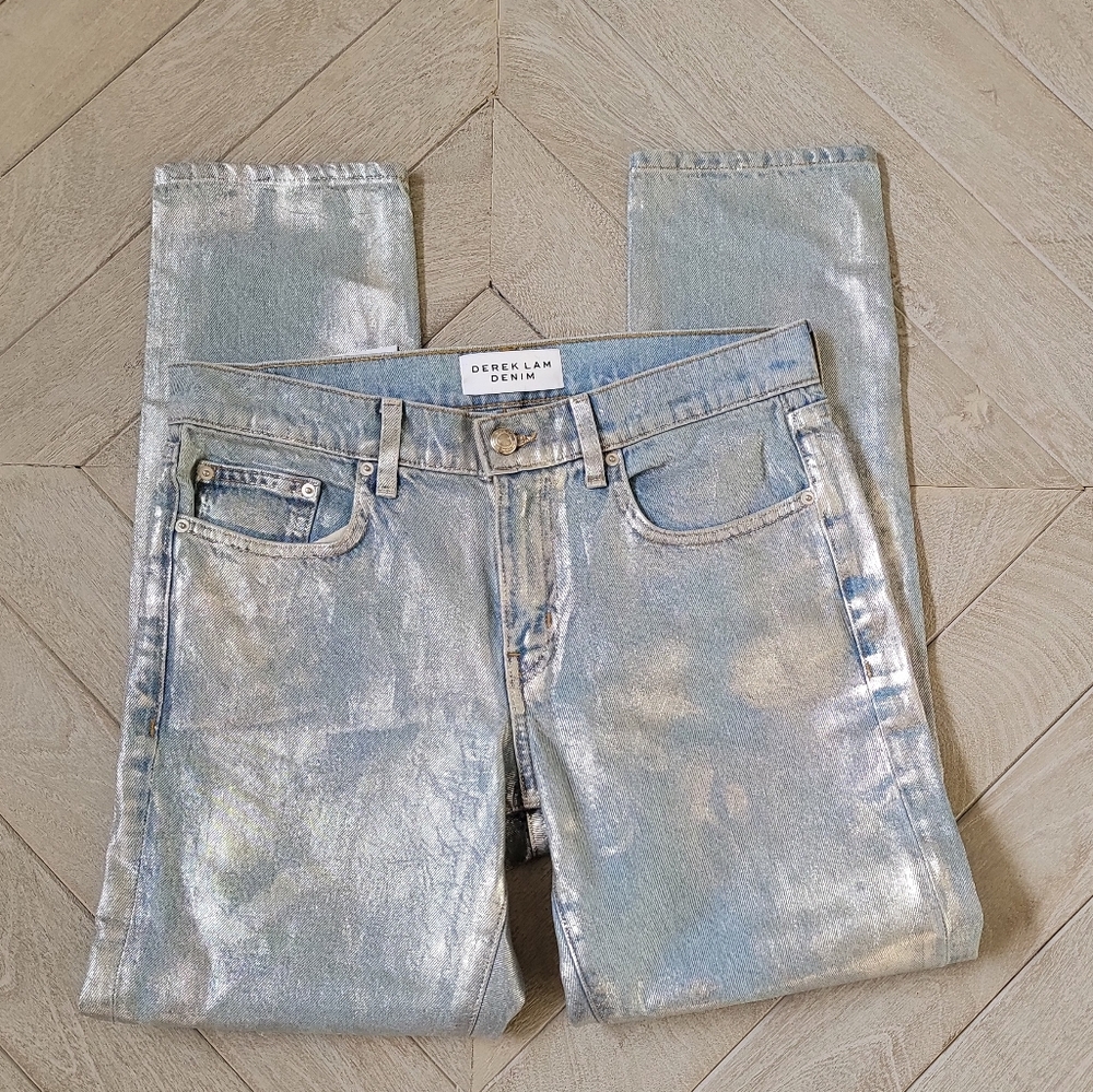 NWT $275 DEREK LAM DENIM Mila Mid Rise Girlfriend *Zipper Closure* Size 26 - Picture 3 of 4